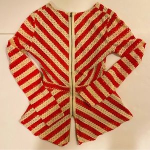 Bcbgmaxazria Orange & Beige Peplum Top/Back Zipper detailed